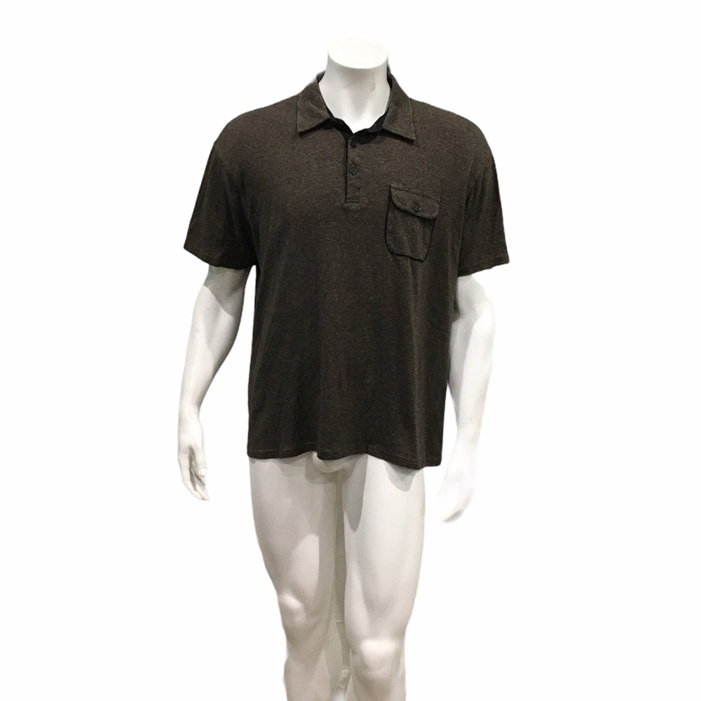 John Varvatos Mens Brown Striped Polo Shirt
